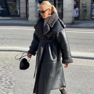 Women's Clothing Elegant Women's Trench Coat Long Sleeve Belted Trench Jacket With Lapel Collar For Autumn Winter​ - Damen...