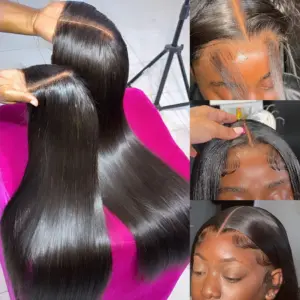 13x6 HD Transparent Lace Front Human Hair Wigs PrePlucked 4x4 Closure Wig 13x4 Brazilian Straight Lace Frontal Wigs For Wo...