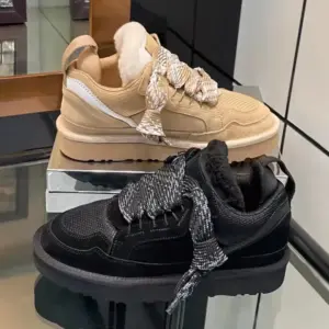 Lowmel Trainers Casual Shoes Sneakers Classic Womens Baskets Sand Wool Sheepskin Canvas Cold Designer Genuine Leather - Sc...