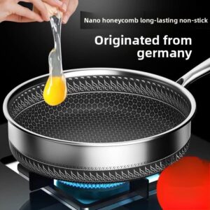 German 316 Stainless Steel Thickened Antibacterial Non-stick Frying Pan Without Coating Compatible With Induction Cooker -...