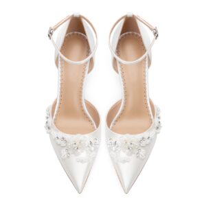 Handmade Pearl High Heels 2025 New Hollow Women's Sandals Pointed Thin Heels Temperament One-word Buckle Women's Wedding S...