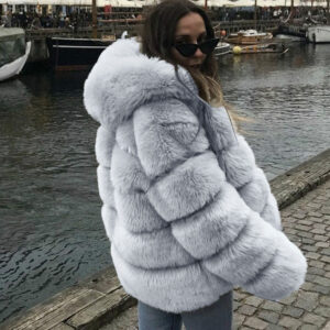 Women's Fashion Warm Coat Fox Fur Hooded Coat Faux Fur - Damenbekleidung | Technik & Gadgets