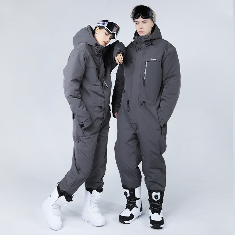 Ski Suit Cold-Proof Men And Women One-Piece Outdoor Set Waterproof Windproof Thickened Warm Integrated Riding Fishing - An...