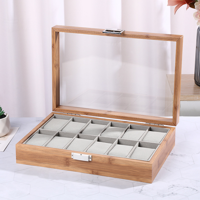 Luxury Rosewood Watch Box – Large Capacity Display Case With Bamboo & Wood Jewelry Storage - Herrenschmuck