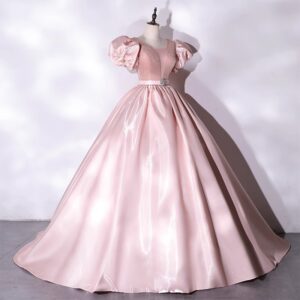 ​​Romantic Pink Tutu Evening Gown – Satin Princess Ballgown For Vocal Performances, Hosting & Special Occasions​​ - Damenb...