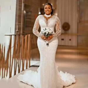 Women's Clothing Bride's Long Sleeved Plus Size Wedding Dress 2026 Slim Fit Mermaid Style For Winter Main Dress - Damenbek...