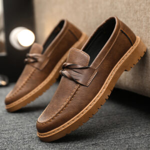 Advanced Casual Black British Style Men's Formal Leather Shoes, Waterproof And High-end Sports Round Toe Anti Slip, New - ...