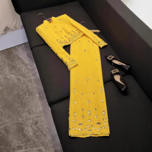 Women's Clothing Celebrity Fashion Heavy Beaded Diamond Short Top Long Skirt Suit Two Piece Suit - Damenbekleidung