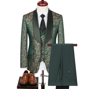 2024 Spring Large Men's Jacquard Wedding Groom Suit Set Host Performance Dress - Herrenbekleidung | Technik & Gadgets