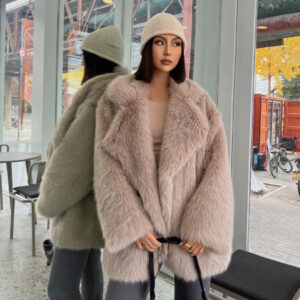 Women's clothing imitation fox fur mid-length suit collar fur imitation fur coat loose plush coat - Damenbekleidung