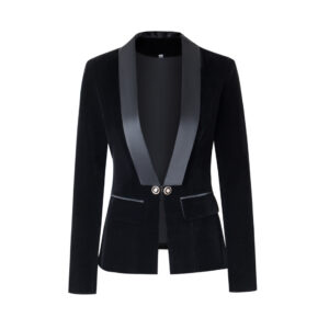 Women's Clothing New style women's jacket catwalk high grade gray suit slim fit button velvet slim fit suit jacket - Damen...