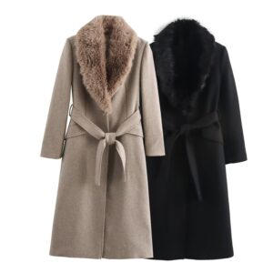 ​​"Women's Long Lapel Wool Coat Winter Street Fashion Outerwear Classic Elegant Warm Overcoat"​​ - Damenbekleidung