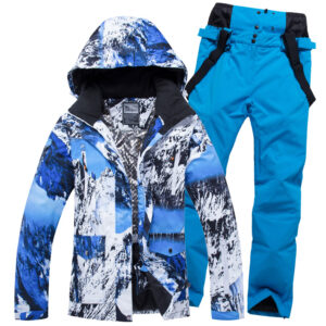 Warm ski suit men's cotton waterproof breathable wear resistant single and double board Korean couple style ski suits wome...