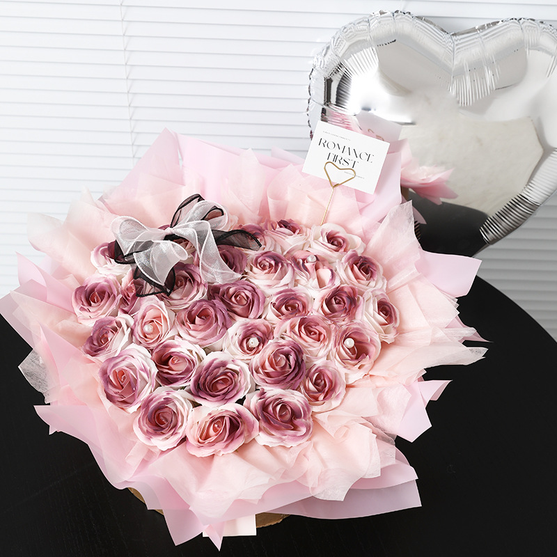 Festival Gifts Christmas Valentine's Day Gift Luxury Soap Flower Bouquet Birthday Gift For Girls Eternal Rose And Plum Jam...