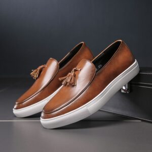 Light Replica Designer New Large Size Tassel Men Fashion Runway Set Foot Personality Business Casual Board Leather Shoes -...