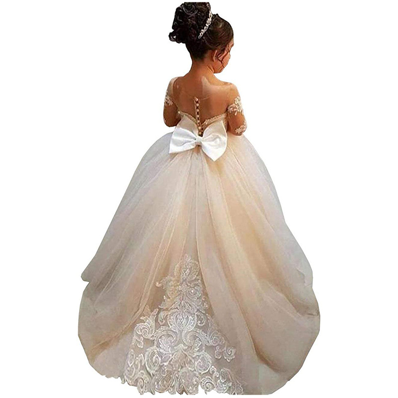 Mother&Kids Children's Dress Girls Pompadour Dress Children's Princess Dress Piano Performance Flower Child Wedding Dress ...