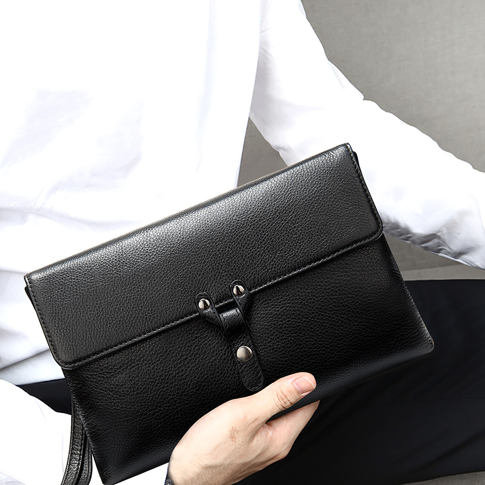 Men's Clutch Bag Wrist Bag Real Cowhide Man Holding Bag Soft Leather Envelope Business Hand Holding Baotou Layer Cowhide W...