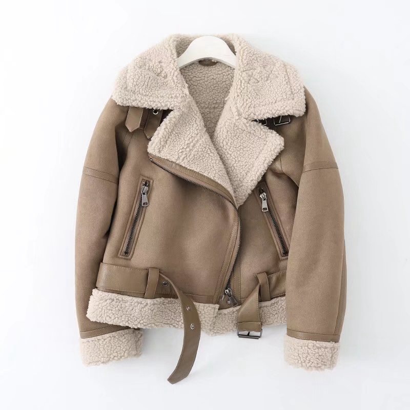 Women's Clothing Polar Fleece Jacket Outerwear Women Autumn And Winter New Suede Fur Lambswool Warm Jacket Motorcycle Clot...