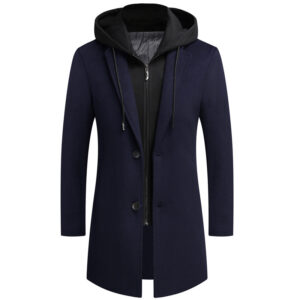Young Men's Students Korean Version Of Casual Wool Woolen Coat Medium And Long Removable Hat Trendy Coat Men's Clothing - ...