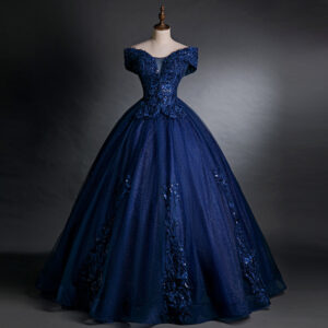Women's Clothing ​Elegant Navy Blue Off-Shoulder Ball Gown For Vocal Performances & Auditions – Princess Silhouette Dress ...