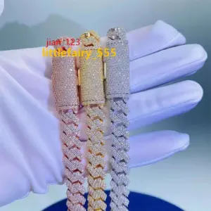 Custom Hip Hop Jewelry Sterling Sier Iced Out VVS Mossanite Cuban Link Chain - Geschenke | Technik & Gadgets