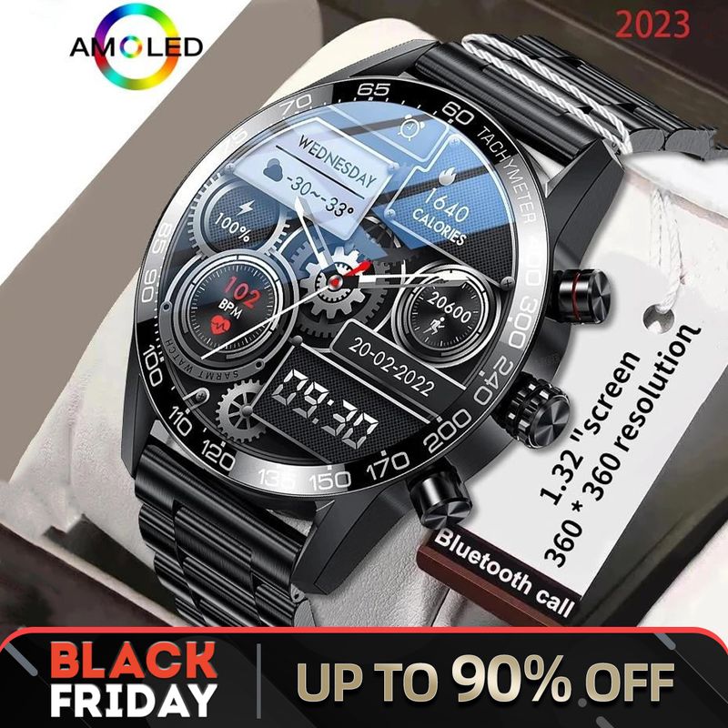 Lige 360 AMOLED HD Screen For Men Smart Watch Bluetooth Calling Smartwatch 2023 Fashion Business Clock New Smartband Man -...