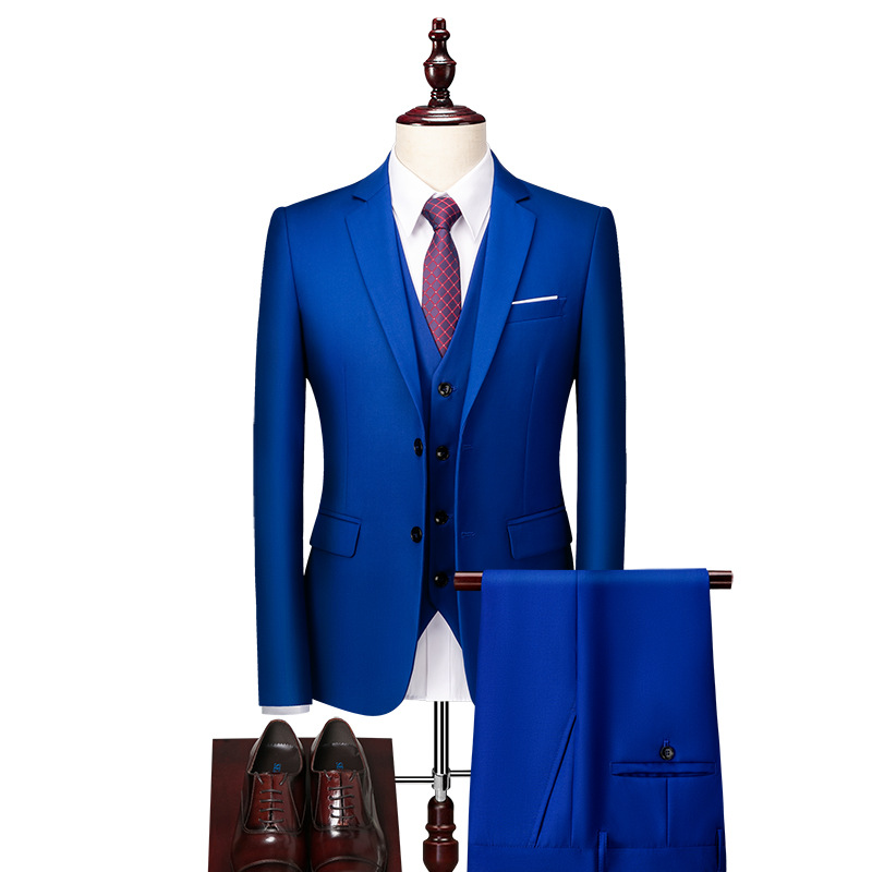 Men's suits, groomsmen's suits, three-piece suits, solid color, slim, Korean style, business casual, fashionable and trend...
