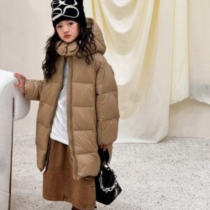 Kids' Clothing Autumn and winter new Korean style boys and girls' mid length 90 white duck down jacket thick warm children...