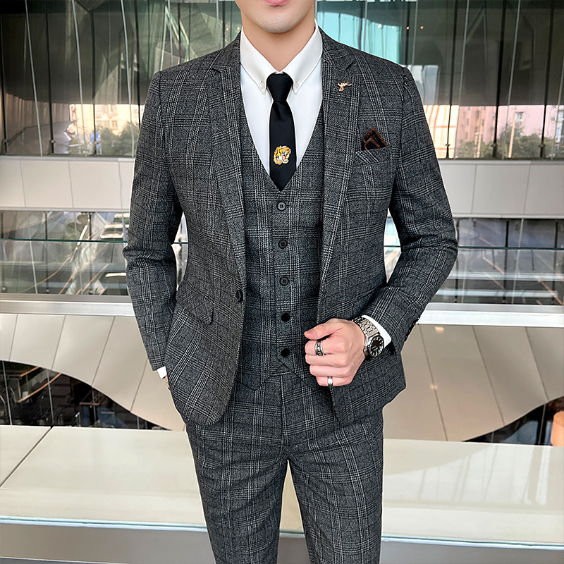 Men's Clothing 2024 New Men's Clothing Spring Men's Casual Suits Korean Style Slim Three-piece Small Suits Formal Dresses ...