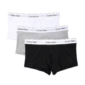 Calvin Klein Men's 3 Pack Cotton Low Rise Briefs With Jacquard Waistband Anti Pinch Buttock LV00NB4389MP1 - Damenbekleidung