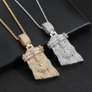 Men's Jewelry Hip Hop Full Diamond T Square Zircon Statue Pendant High End Personality Jewelry Necklace Men's Pendant - Ge...