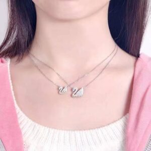 Swarovski Silver Gradient Crystal Swan Clavicle Pendant For Women
