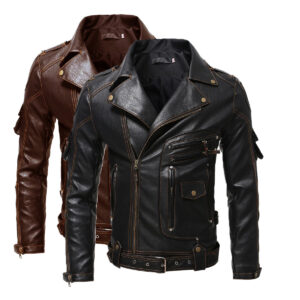 Men's clothing 2024 autumn and winter new personalized leather slim fit multi pocket zipper jacket for men - Herrenbekleidung