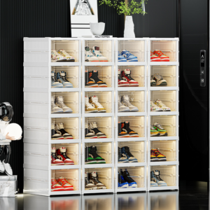 Foldable Shoe Storage Box Dustproof Shoe Cabinet Sneakers Thickened Transparent Storage Artifact Folding Shoe Box - Wasche...