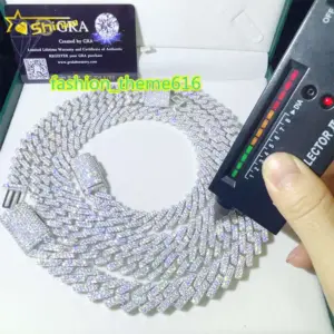 Mossanite 8mm 10mm 12mm dropshipping gold plated sier hip hop iced out moissanite cuban link chain jewelry DMQG - Geschenke