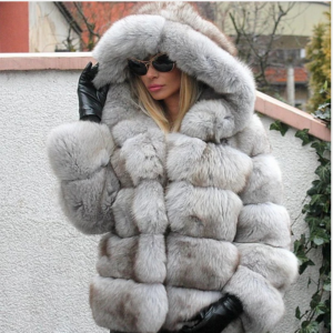 Women's Fashion Patchwork Warm Hooded Imitation Fur Coat - Damenbekleidung | Technik & Gadgets