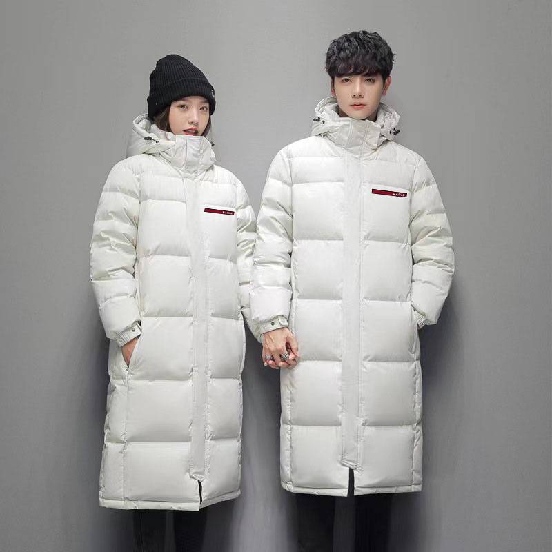 Unisex Long Hooded Winter Coat With Letter Print - Thickened Windproof Parka For Men & Women, Streetwear Fashion Outerwear...