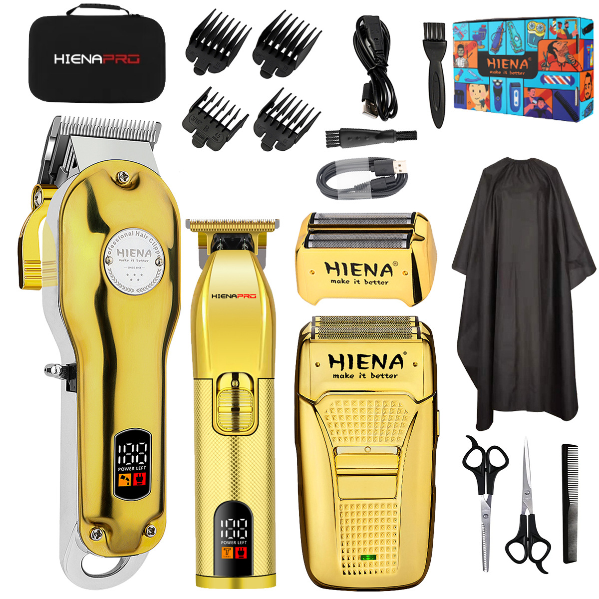 men's professional hair salon hair clipper LCD digital display Hair Clipper suit Rechargeable Hair Clipper - Kochen