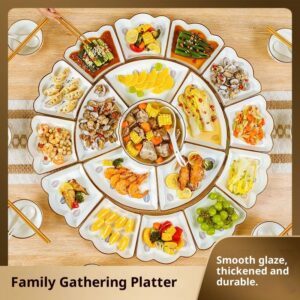 Elegant Leaf-Crown Ceramic Dinnerware Set – 6/18/22/49-Piece New Home & Family Feast Tableware, Microwave & Dishwasher Saf...