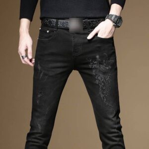 Loom High-End Light Men's Jeans 2025 New Embroidered Floral Stretch Slim Fit Casual Versatile Skinny Pants - Herrenbekleidung