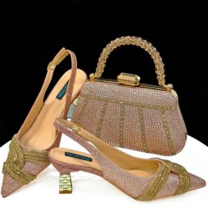 Shoe Bag Set Combination Fish Mouth Sandals Wedding Shoes + Hand Grab Bag Silk Leather Mosaic - Schuhe | Technik & Gadgets