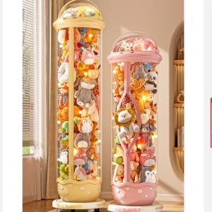 Home Furniture Doll Storage Bucket Zipper Plush Toy Storage Artifact Dustproof Enlarged Transparent Doll Storage Bucket - ...