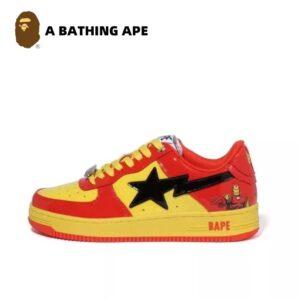 A BATHING-APE Classic Lacquer Leather Double Splicing Trendy Fashion Board Shoes Air Force No.1 Board Shoes Men's And Wome...
