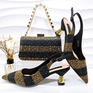 Women’s Shoes Fashionable and simple pointed stripes with exquisite rhinestone decoration, elegant ladies' shoes and bags ...