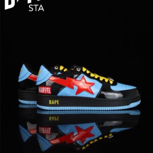 A BATHING-APE Classic Marvel-Lacquer Leather Splicing Fashion Board Shoes Air Force No.1 Board Shoes Unisex - Schuhe