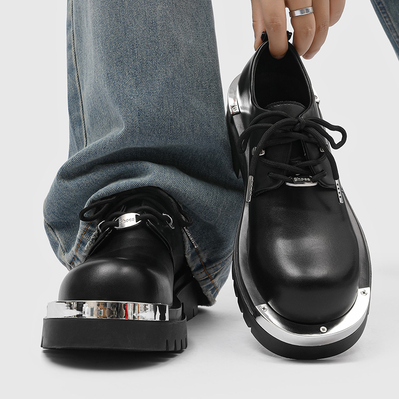 2025 Summer Best-Selling High-Top Derby Shoes - Thick Soles, Heightened, Versatile, Black Casual Business British Style Le...
