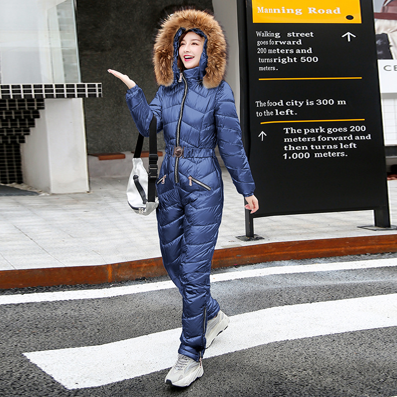 Sports & Outdoor Foreign Trade Winter New One Piece Ski Suit Women's One Piece Cotton Suit Shiny Suit Down Cotton Suit Wom...
