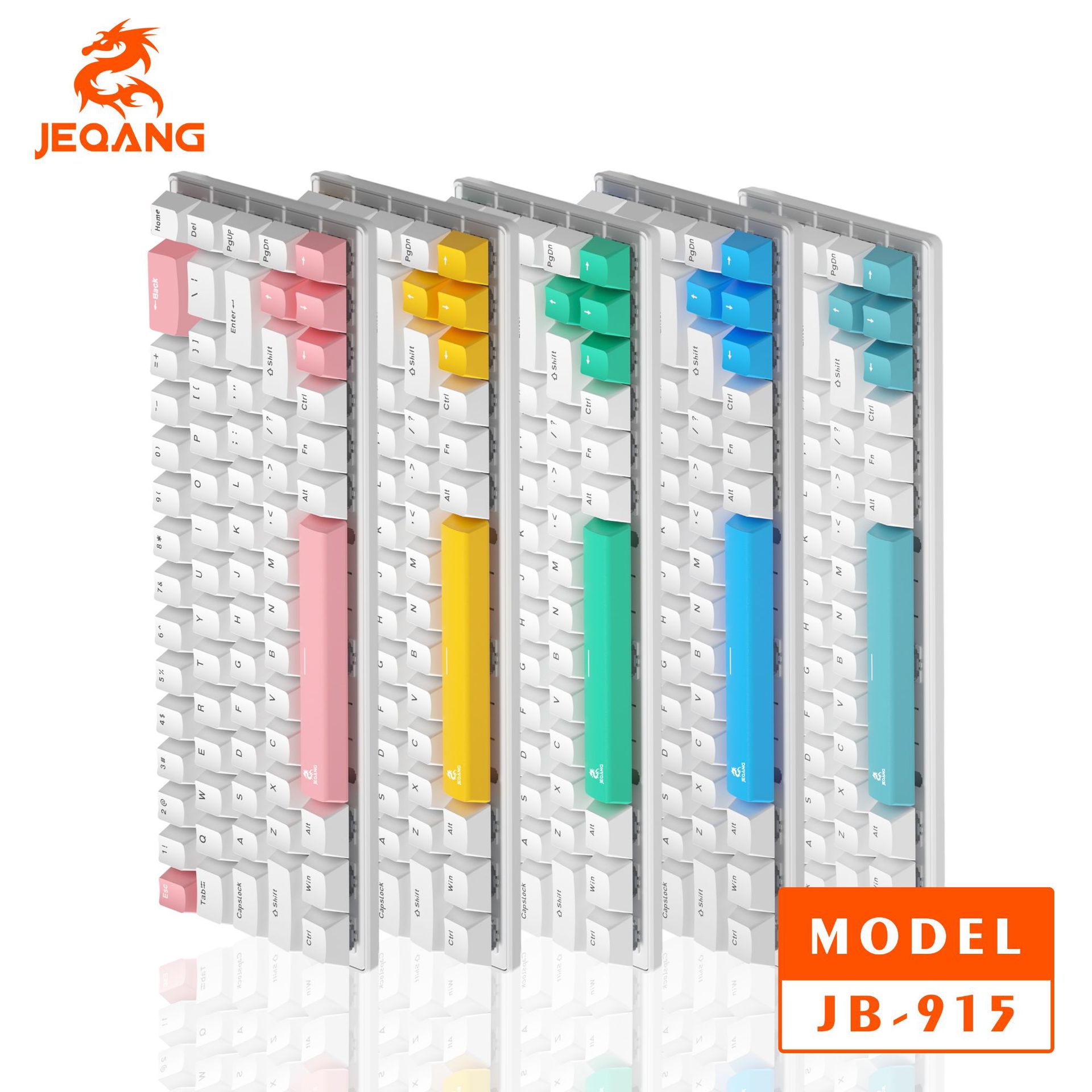 JEQANG JK-915 Bluetooth wireless the third mock examination mechanical backlight display flexible two-color keyboard - Com...