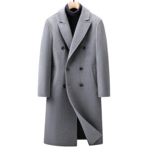 Men's clothing Double breasted over knee long wool coat men's thick wool coat trench coat plus size - Herrenbekleidung