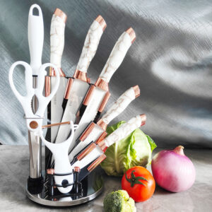 knife suit marbling handle rotating seat chef knife kitchen knife nine-piece knife knife set suit - Waschen & Reinigen
